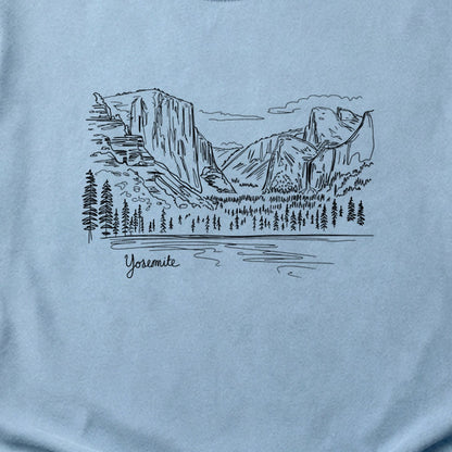 Yosemite Line Drawing Cotton T-Shirt