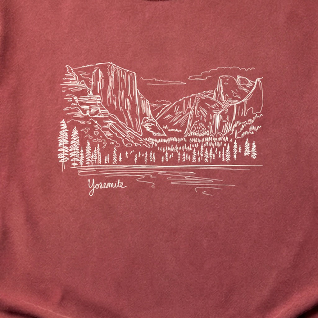 Yosemite Line Drawing Cotton T-Shirt