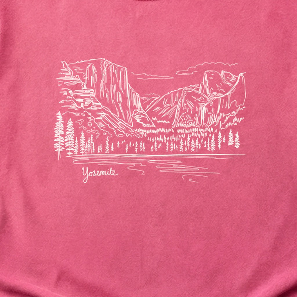 Yosemite Line Drawing Cotton T-Shirt