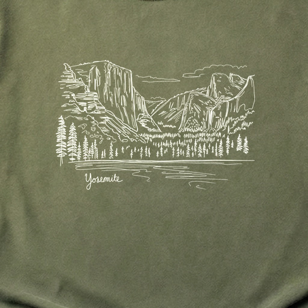 Yosemite Line Drawing Cotton T-Shirt