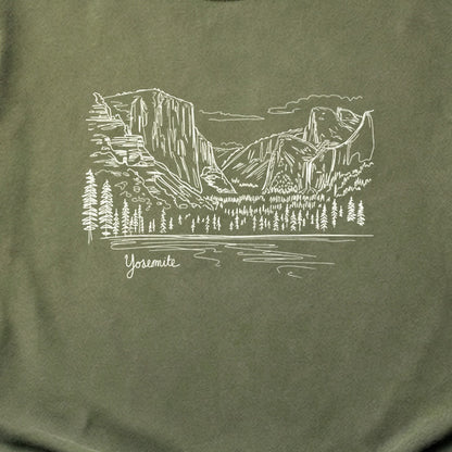 Yosemite Line Drawing Cotton T-Shirt