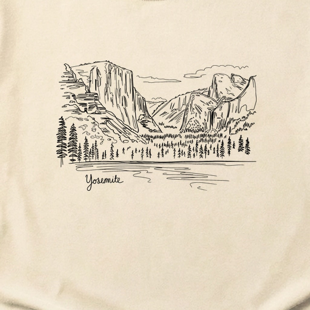 Yosemite Line Drawing Cotton T-Shirt