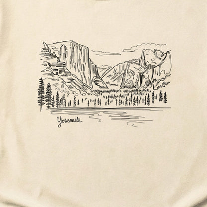 Yosemite Line Drawing Cotton T-Shirt