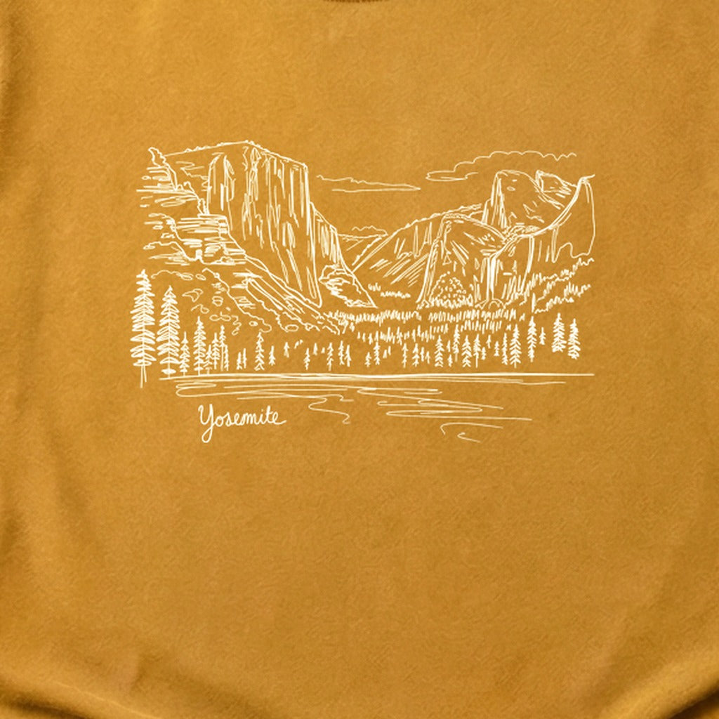 Yosemite Line Drawing Cotton T-Shirt