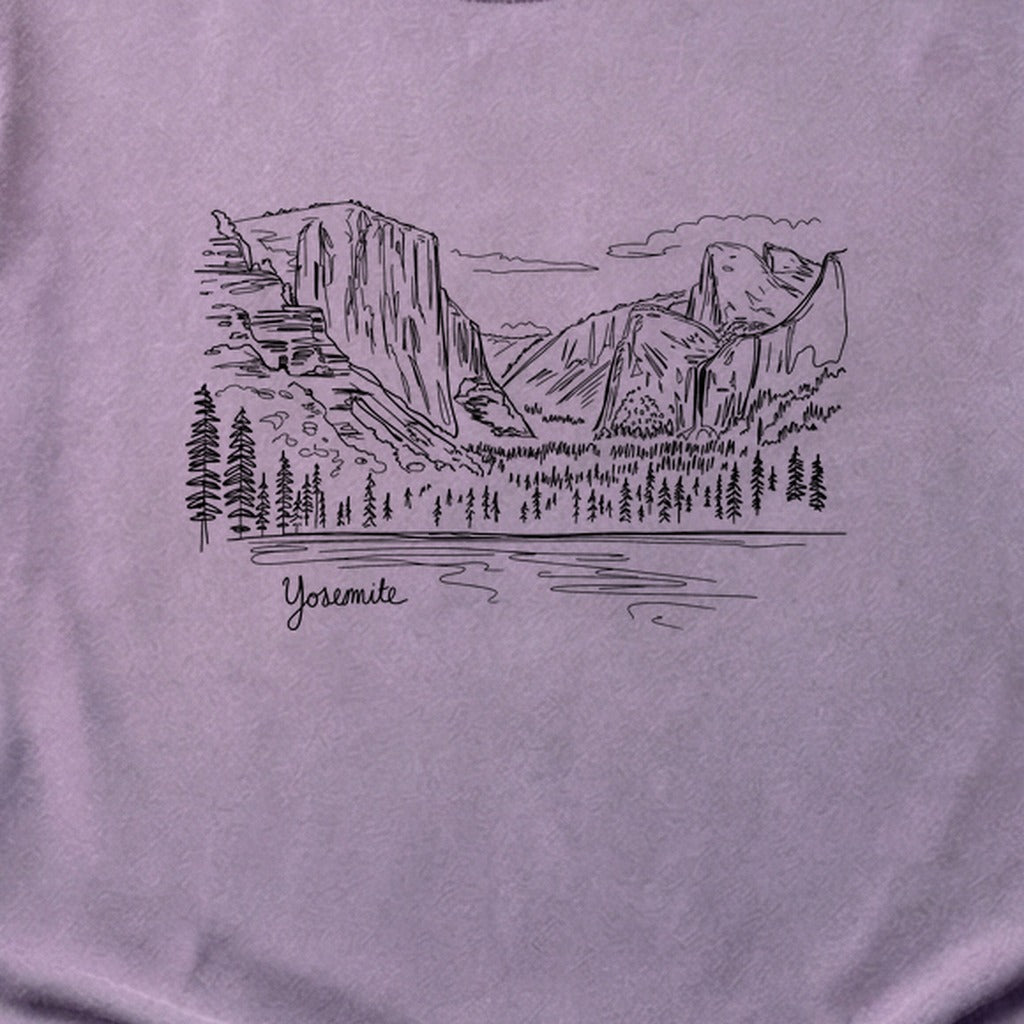 Yosemite Line Drawing Cotton T-Shirt