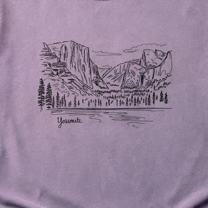 Yosemite Line Drawing Cotton T-Shirt