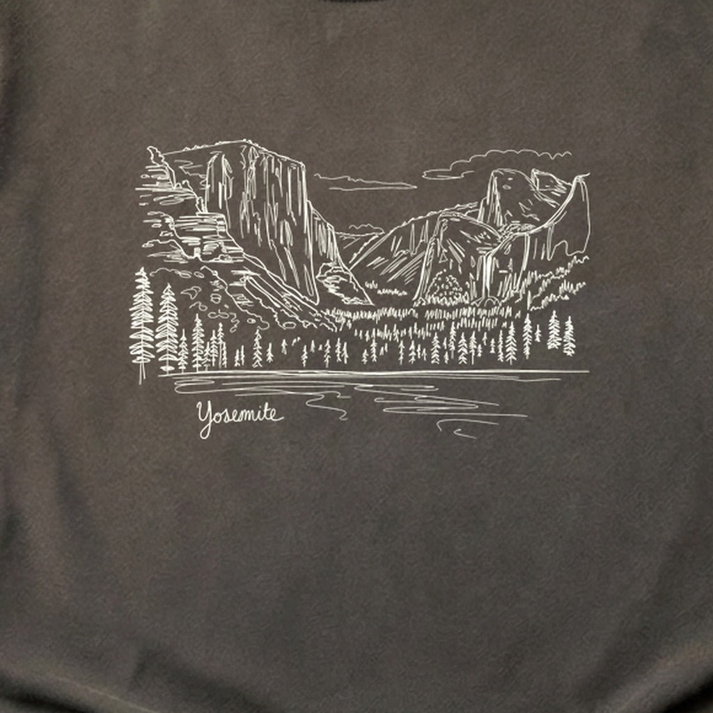 Yosemite Line Drawing Cotton T-Shirt