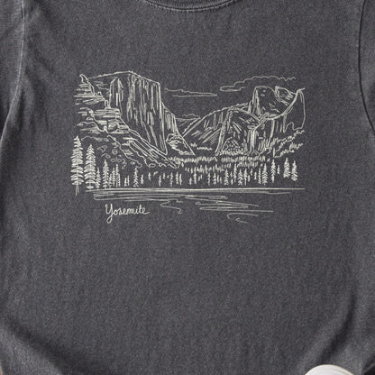 Yosemite Line Drawing Kids Cotton T-Shirt