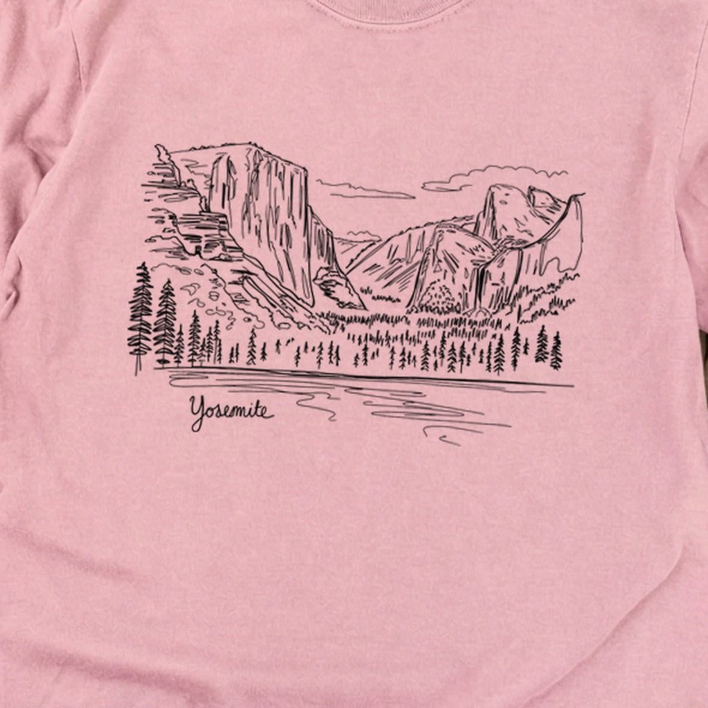 Yosemite Line Drawing Cotton Long Sleeve