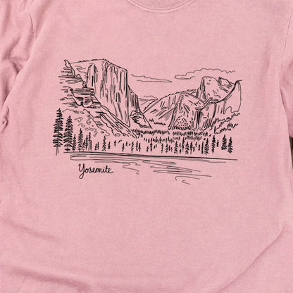 Yosemite Line Drawing Cotton Long Sleeve