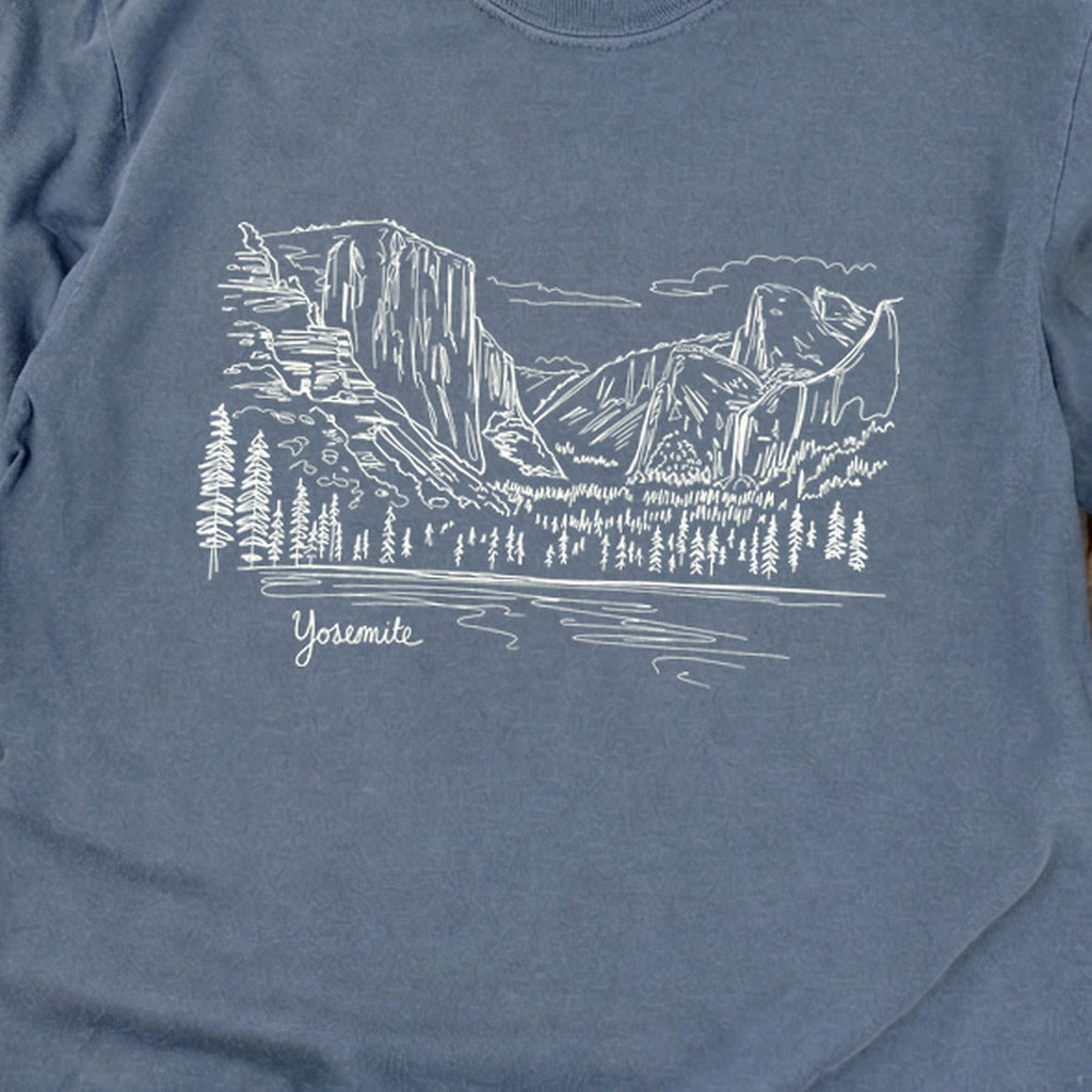Yosemite Line Drawing Cotton Long Sleeve
