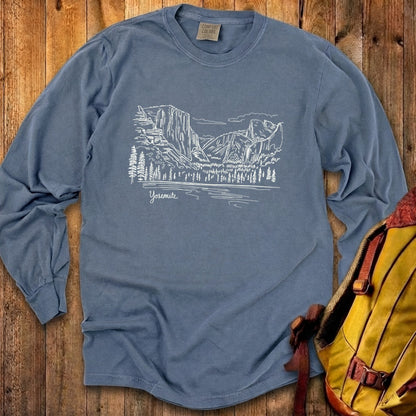Yosemite Line Drawing Cotton Long Sleeve