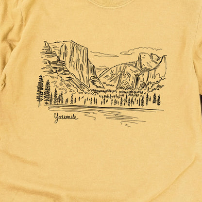 Yosemite Line Drawing Cotton Long Sleeve