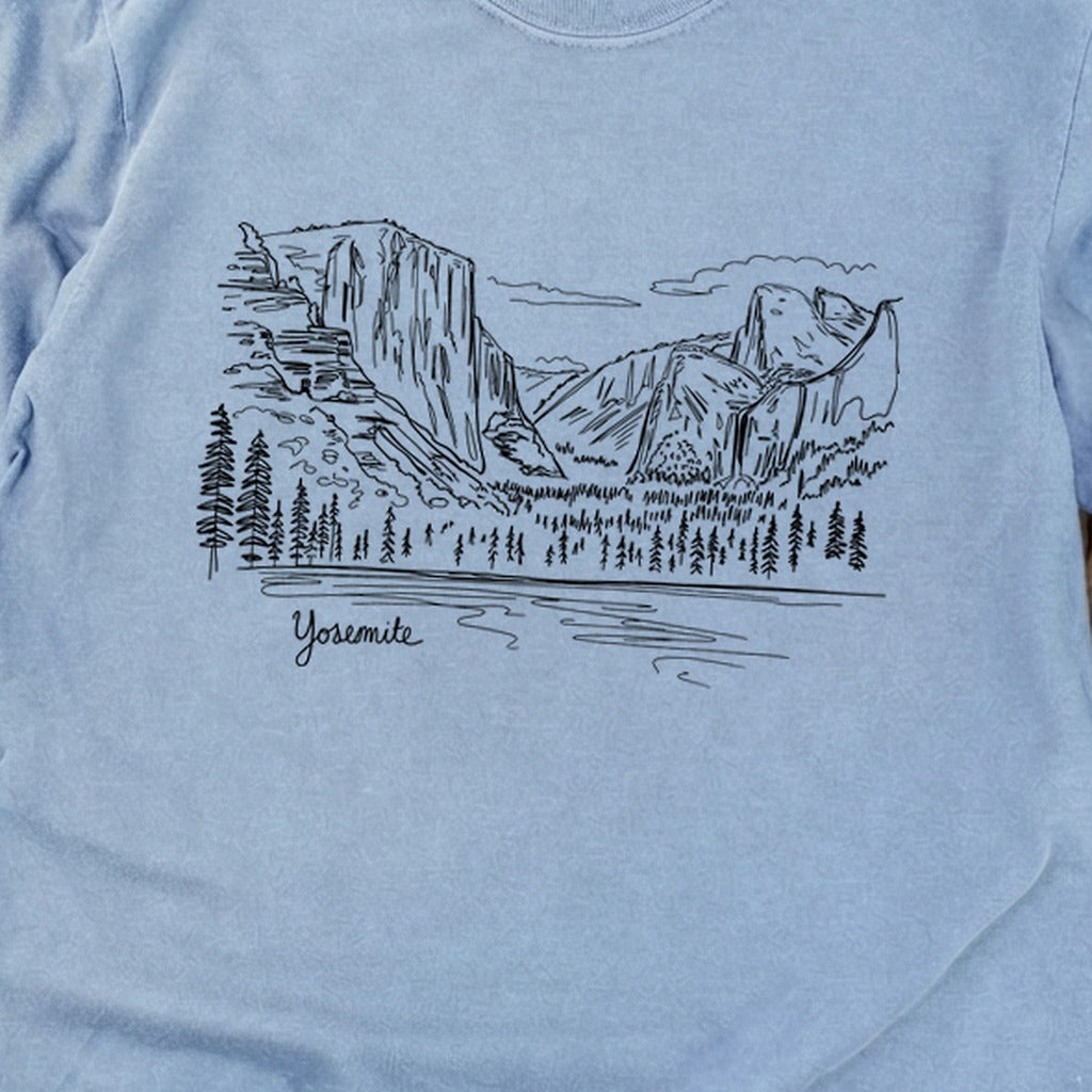 Yosemite Line Drawing Cotton Long Sleeve
