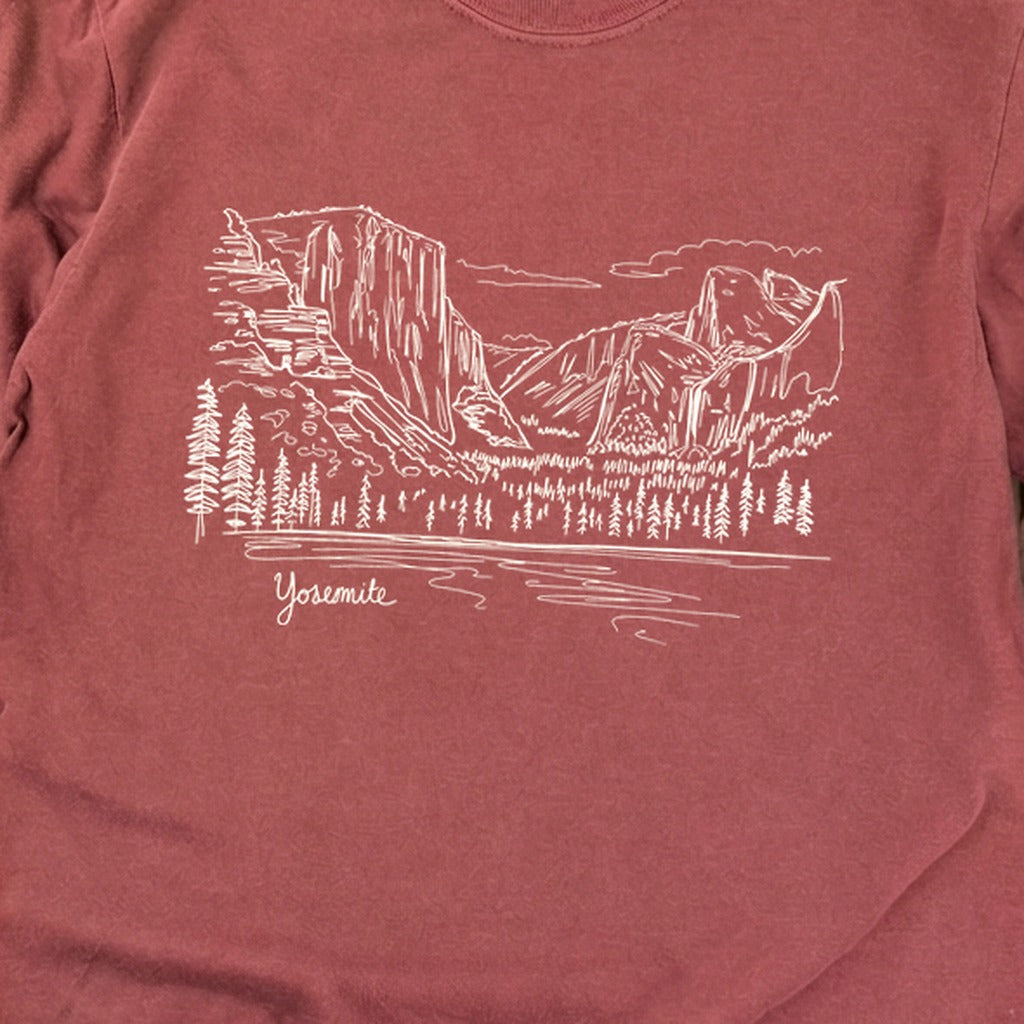 Yosemite Line Drawing Cotton Long Sleeve