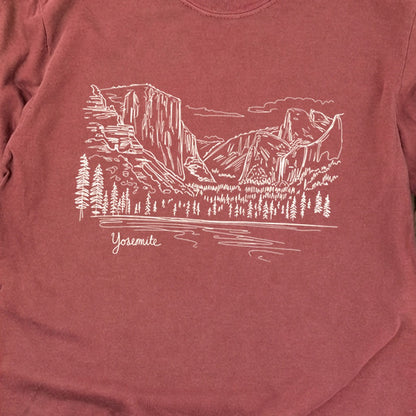 Yosemite Line Drawing Cotton Long Sleeve
