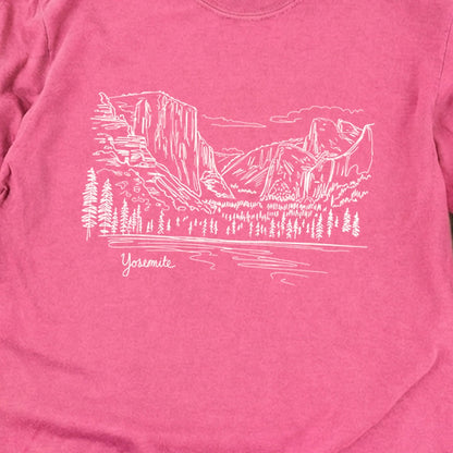 Yosemite Line Drawing Cotton Long Sleeve