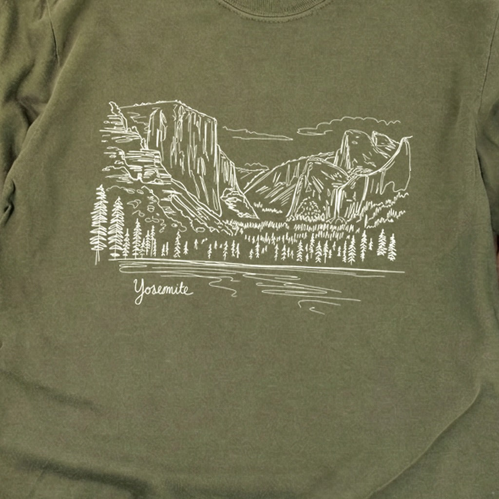 Yosemite Line Drawing Cotton Long Sleeve