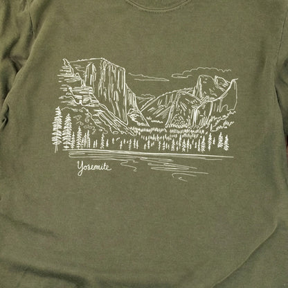 Yosemite Line Drawing Cotton Long Sleeve