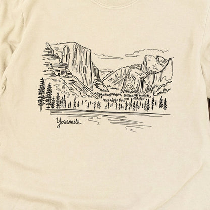 Yosemite Line Drawing Cotton Long Sleeve