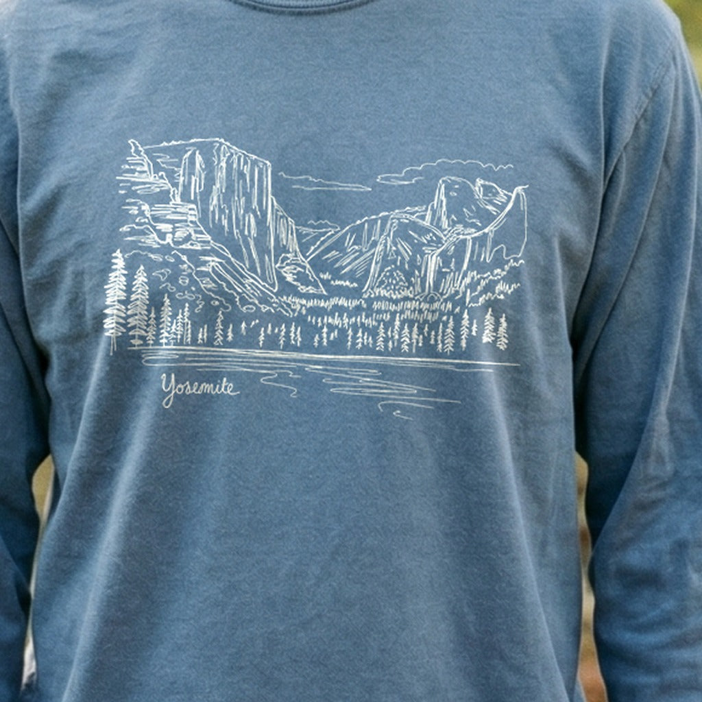 Yosemite Line Drawing Cotton Long Sleeve