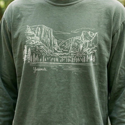 Yosemite Line Drawing Cotton Long Sleeve