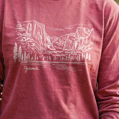 Yosemite Line Drawing Cotton Long Sleeve