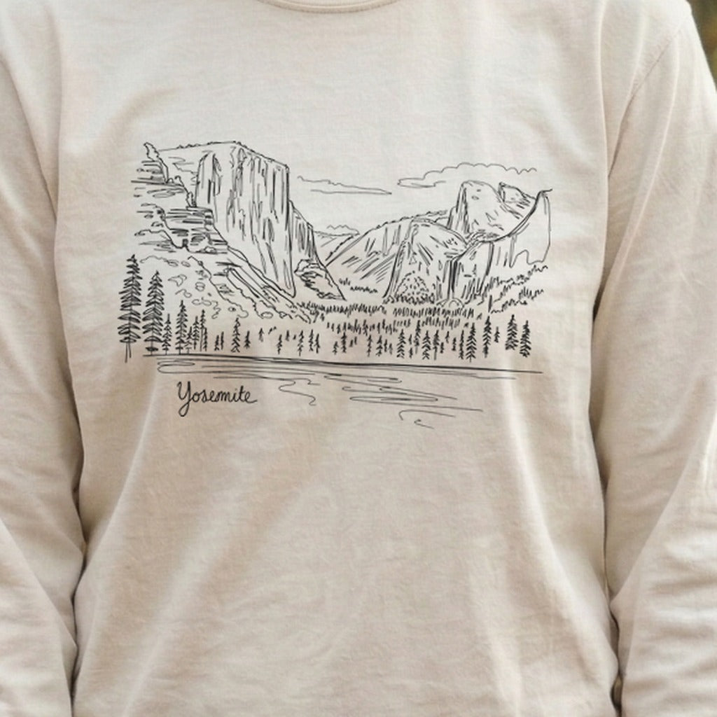 Yosemite Line Drawing Cotton Long Sleeve