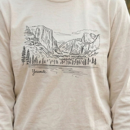 Yosemite Line Drawing Cotton Long Sleeve