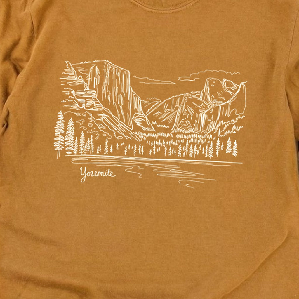 Yosemite Line Drawing Cotton Long Sleeve