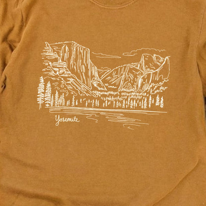 Yosemite Line Drawing Cotton Long Sleeve