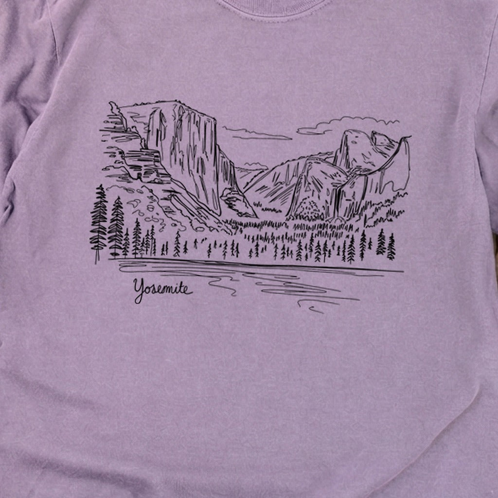 Yosemite Line Drawing Cotton Long Sleeve