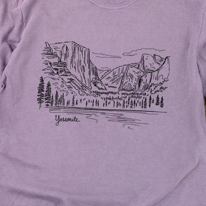 Yosemite Line Drawing Cotton Long Sleeve