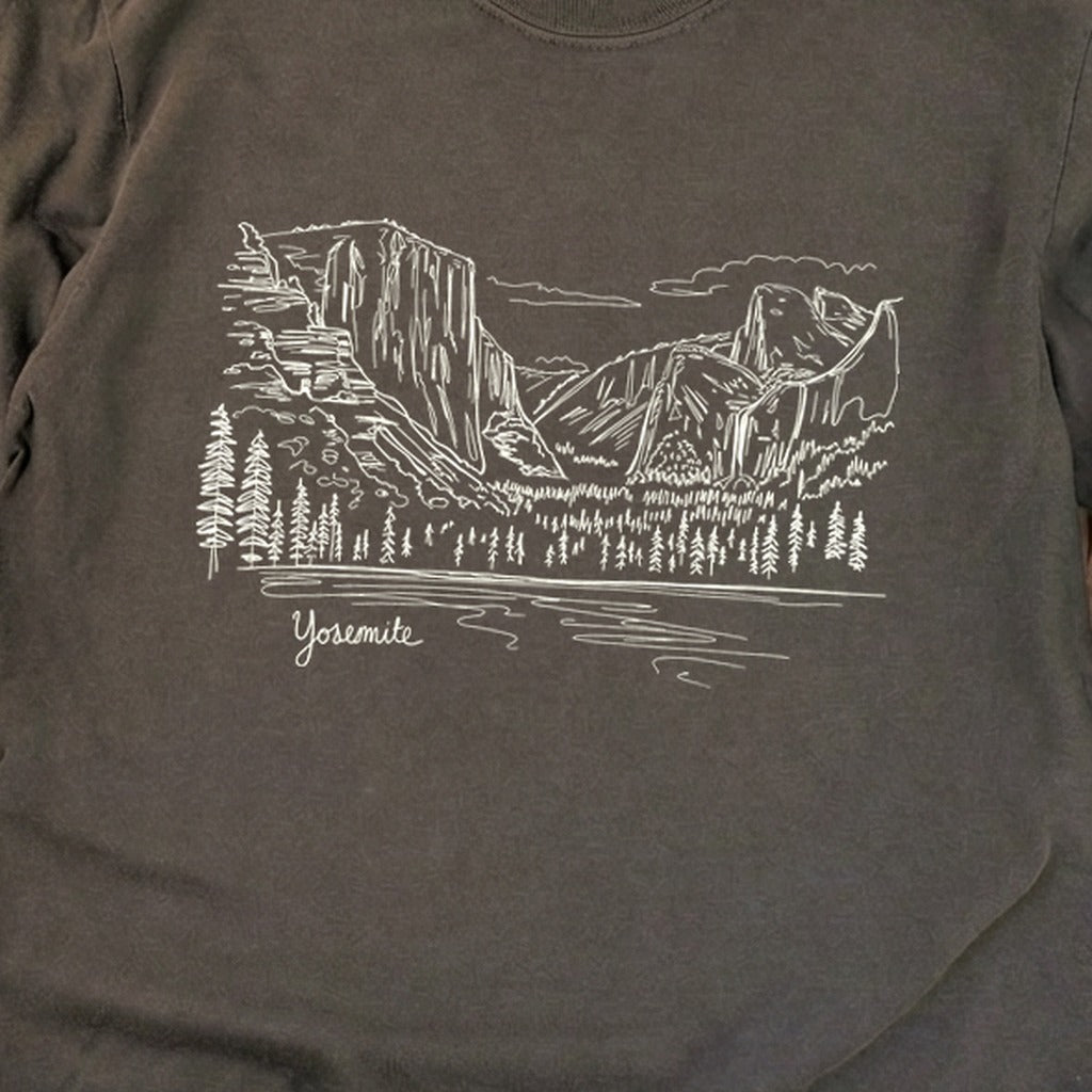 Yosemite Line Drawing Cotton Long Sleeve
