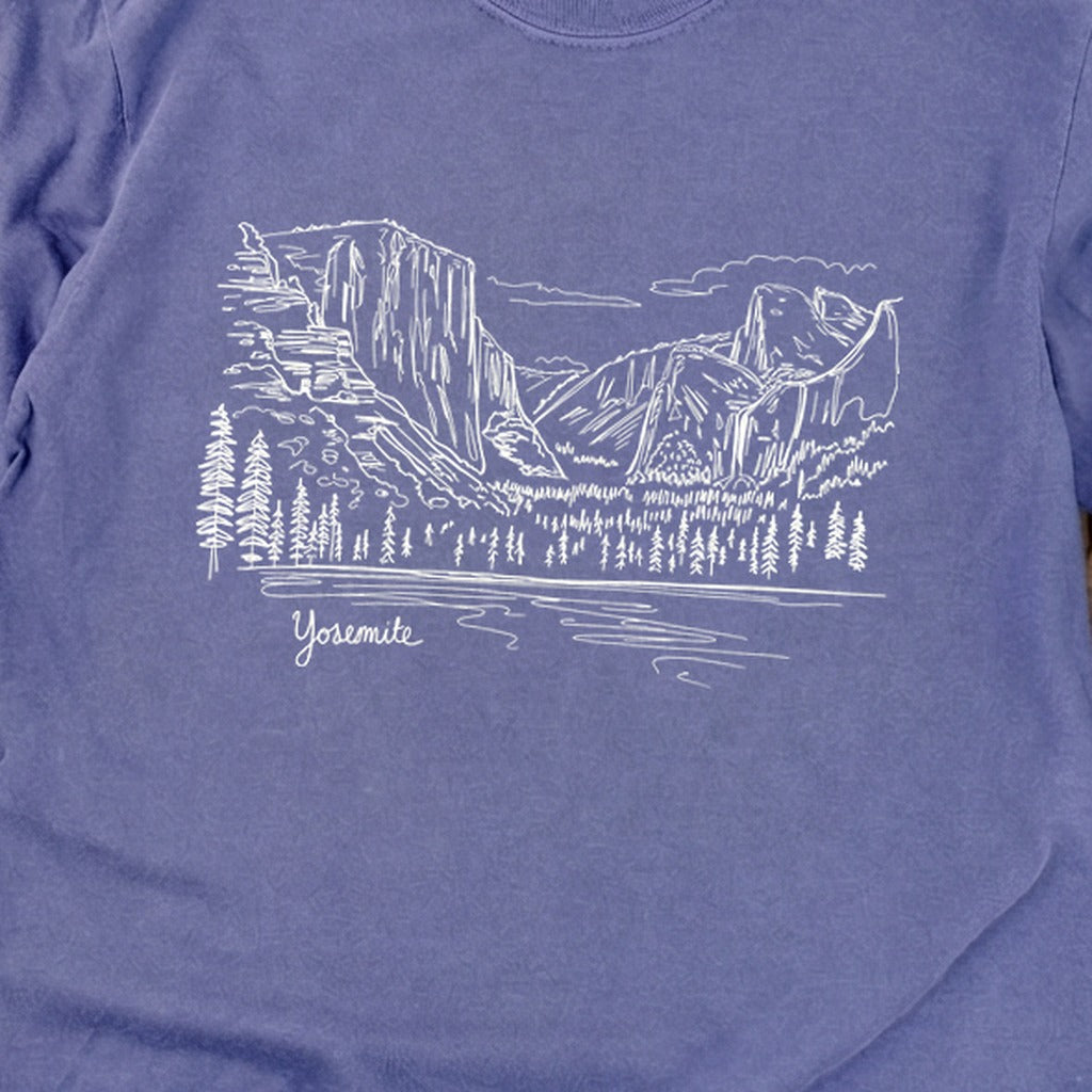 Yosemite Line Drawing Cotton Long Sleeve
