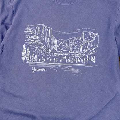 Yosemite Line Drawing Cotton Long Sleeve
