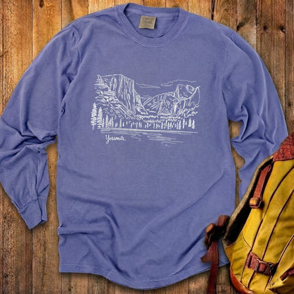 Yosemite Line Drawing Cotton Long Sleeve