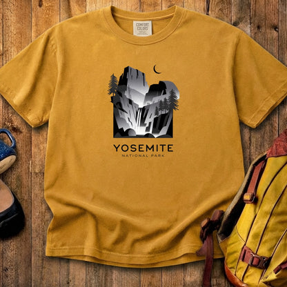 Yosemite National Park Noir Cotton T-Shirt