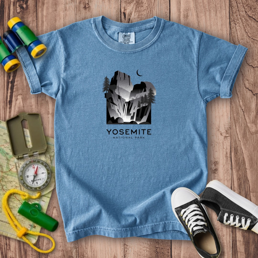 Yosemite National Park Noir Kids Cotton T-Shirt