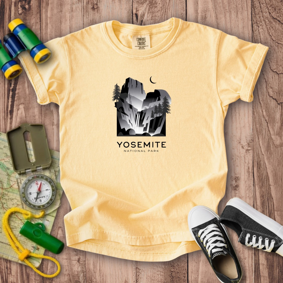 Yosemite National Park Noir Kids Cotton T-Shirt