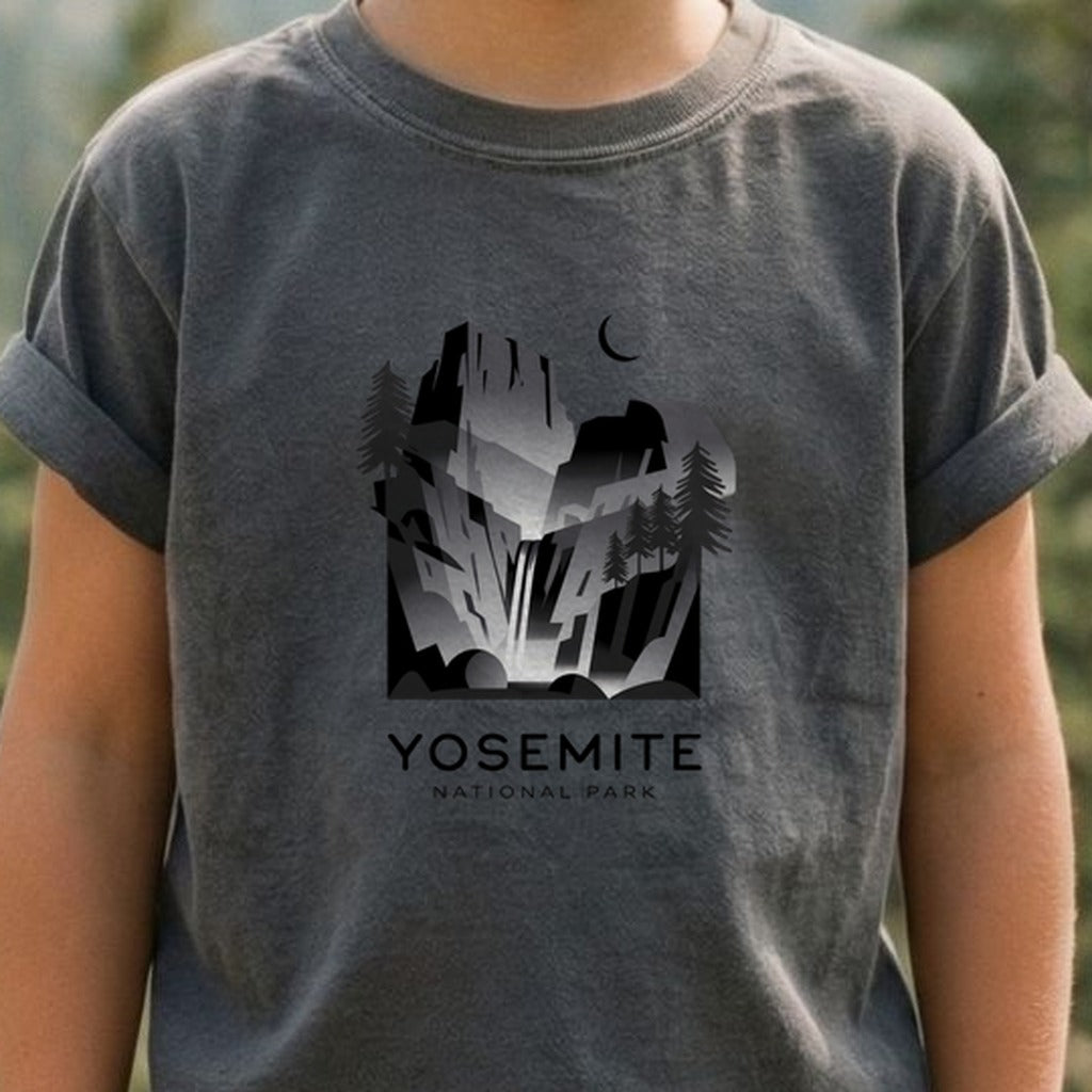 Yosemite National Park Noir Kids Cotton T-Shirt