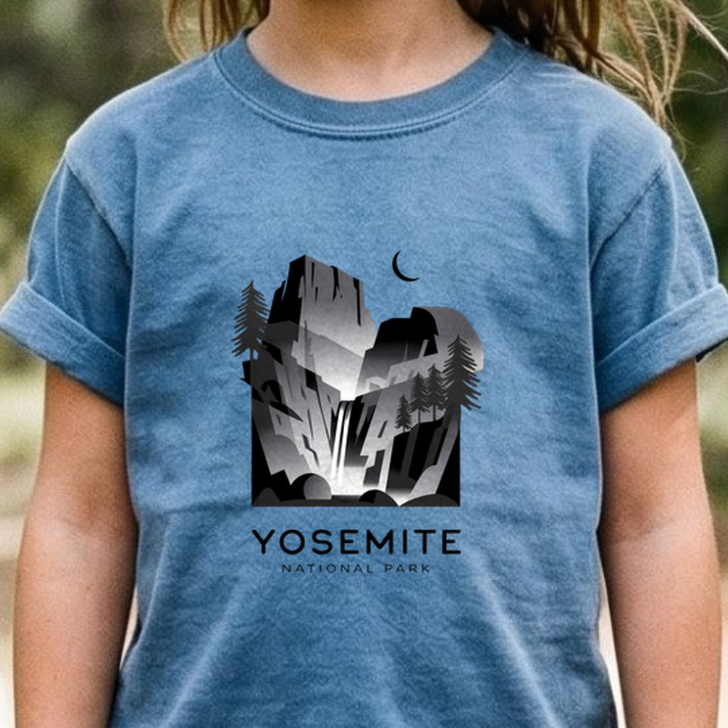 Yosemite National Park Noir Kids Cotton T-Shirt
