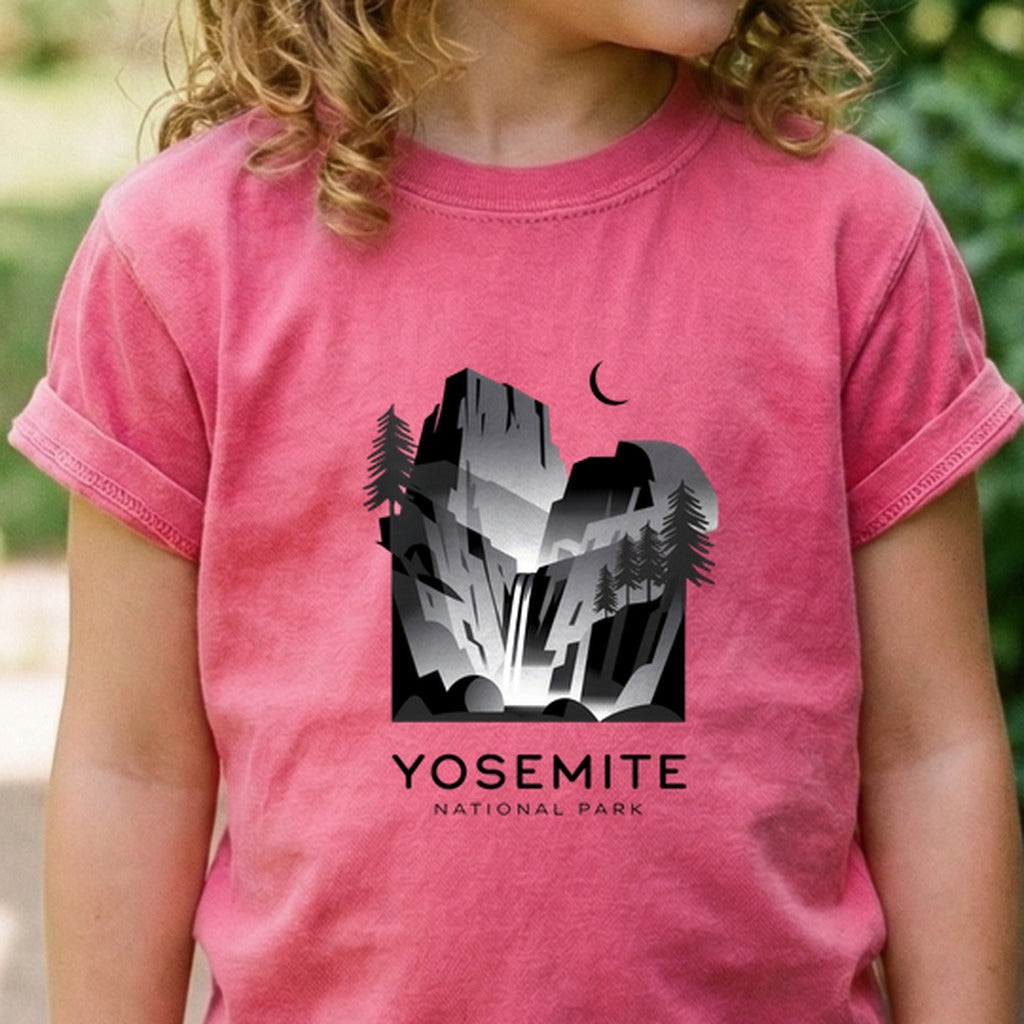 Yosemite National Park Noir Kids Cotton T-Shirt