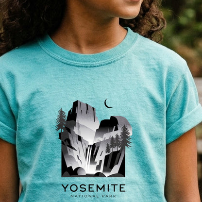 Yosemite National Park Noir Kids Cotton T-Shirt