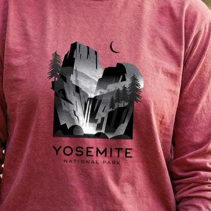 Yosemite National Park Noir Cotton Long Sleeve