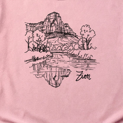 Zion Line Drawing Cotton T-Shirt