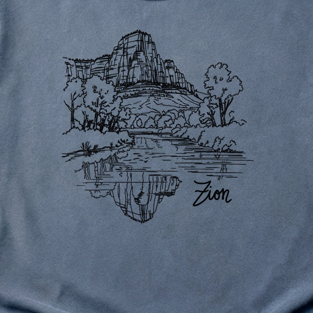 Zion Line Drawing Cotton T-Shirt