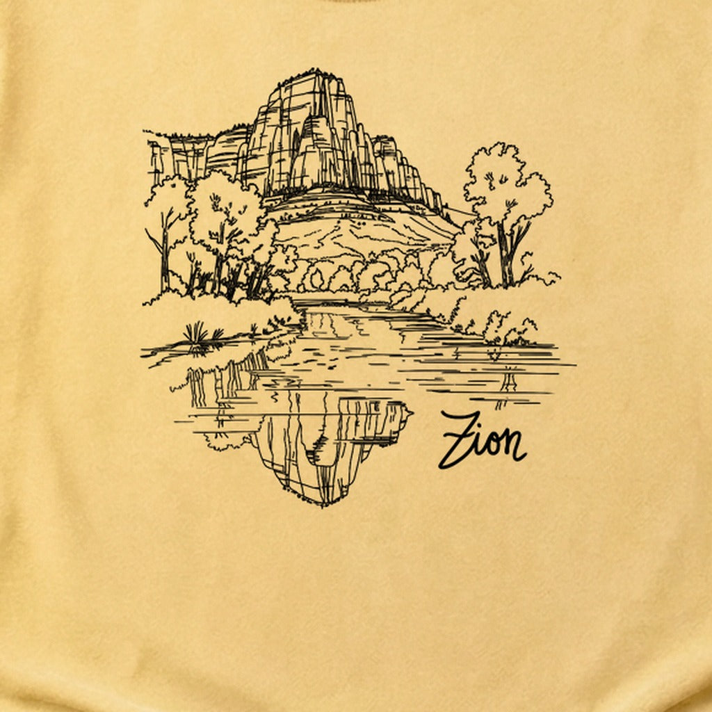 Zion Line Drawing Cotton T-Shirt