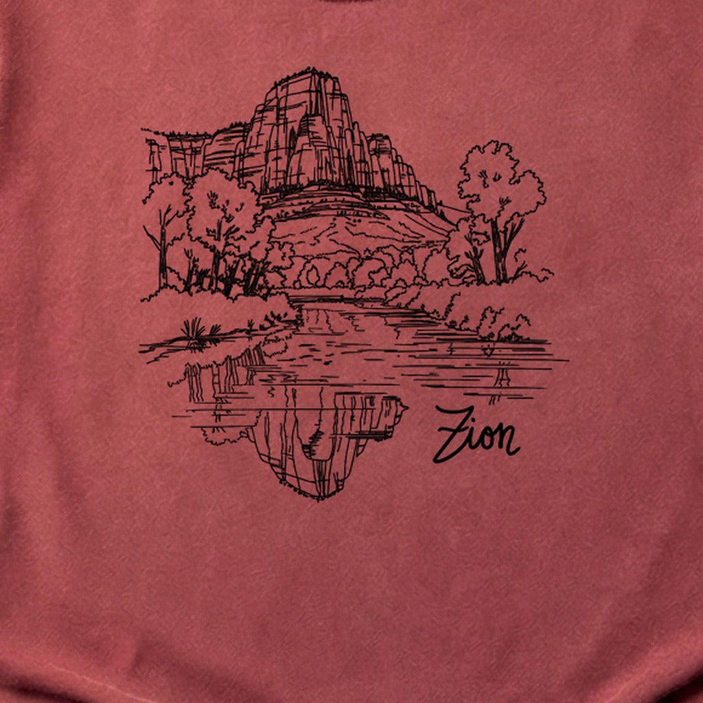 Zion Line Drawing Cotton T-Shirt