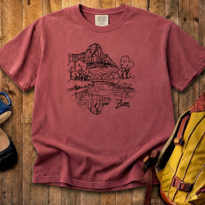 Zion Line Drawing Cotton T-Shirt